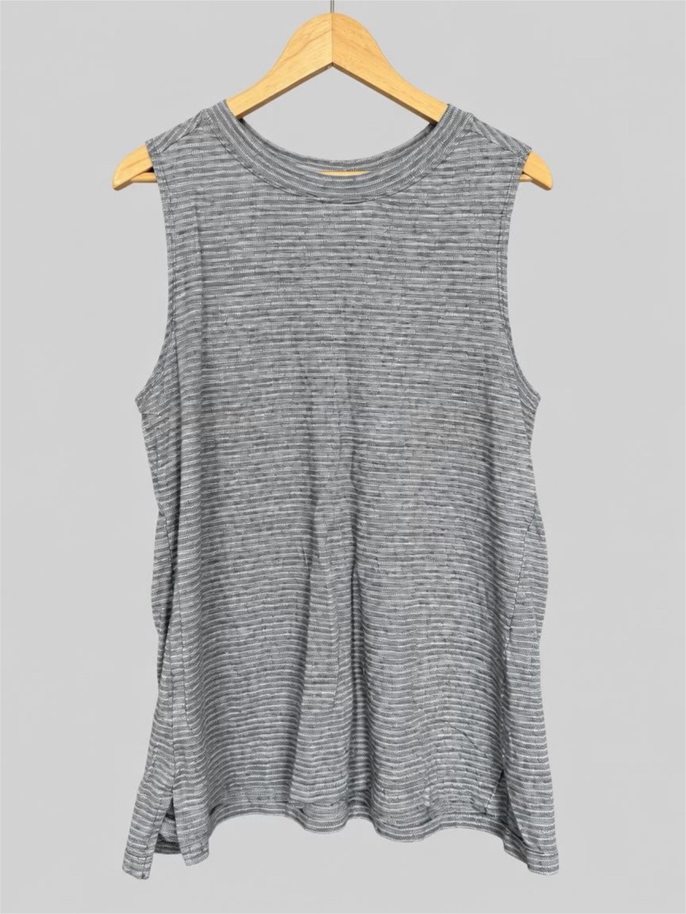 Gray Striped Sleeveless Tank Top - Classic Casual - 3X
